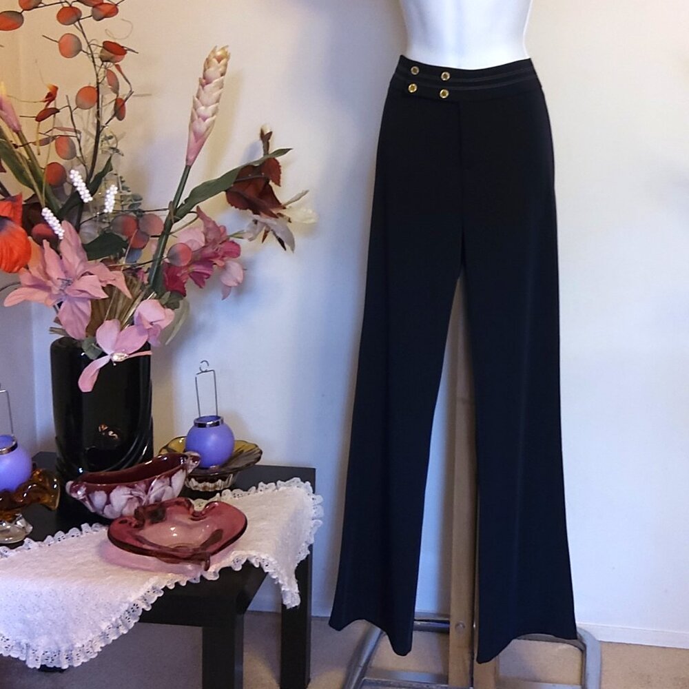 NWT Women's Navy Blue Classic Fit Pants Straight Leg Trousers Wide Leg Slacks